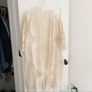 Lacey Swimsuit Cover-Up Kimono - OS